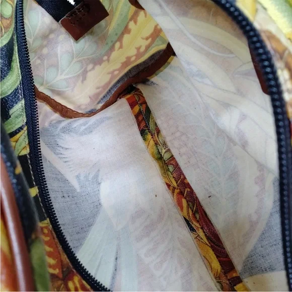 Salvatore Ferragamo Black Jungle Print Shoulder Bag with attached makeup bag - Picture 8 of 9